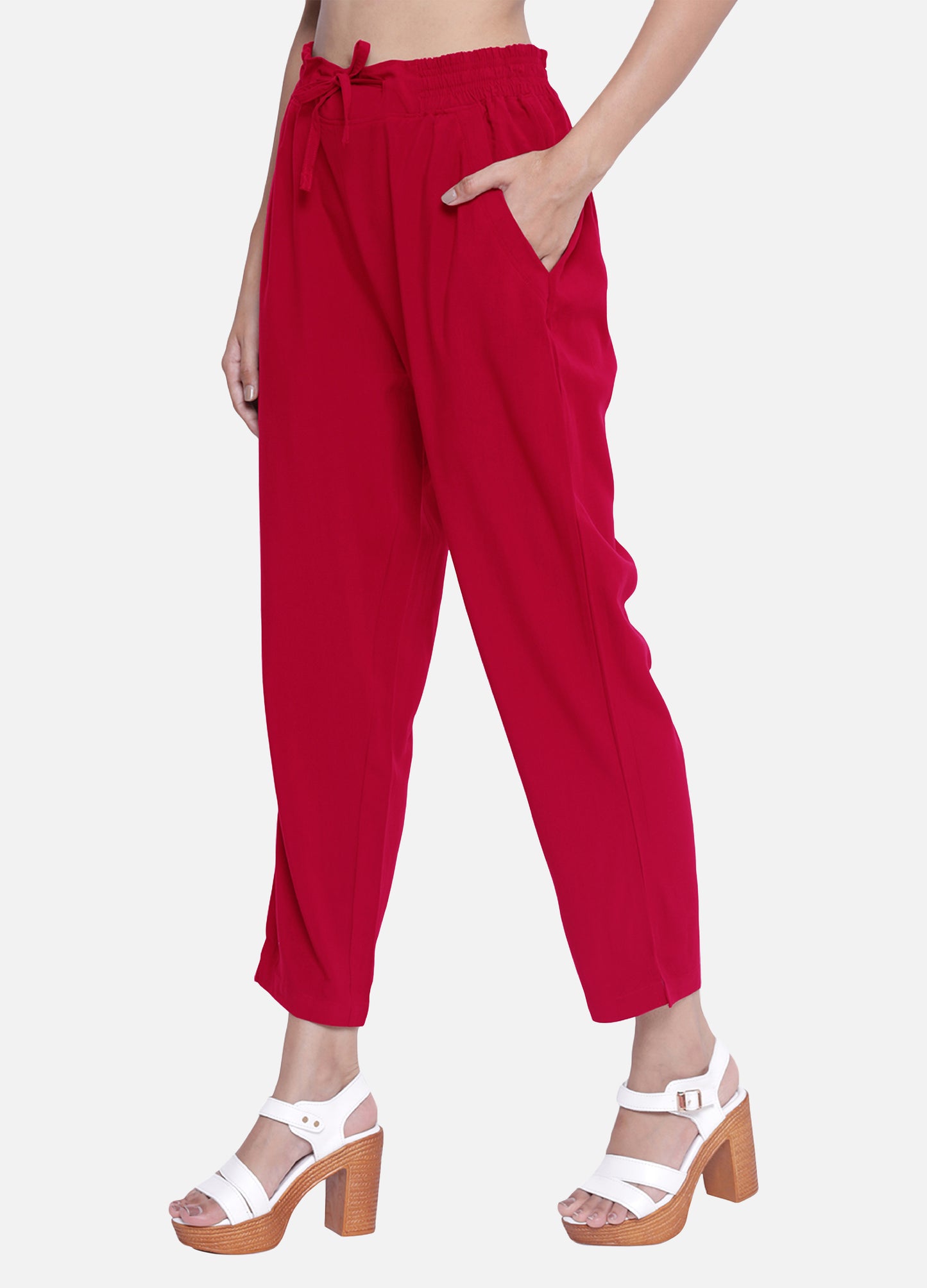 Buy Raspberry Red Cigarette Trousers and Pants for Women Shop Online