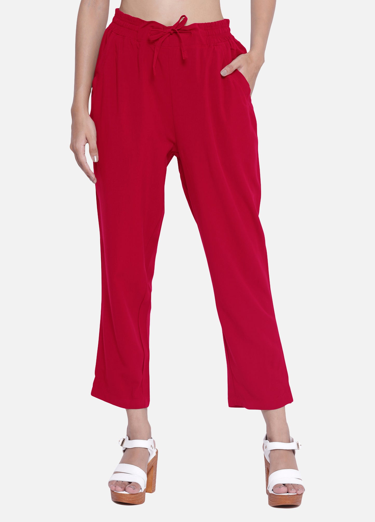 Buy Raspberry Red Cigarette Trousers and Pants for Women Shop Online
