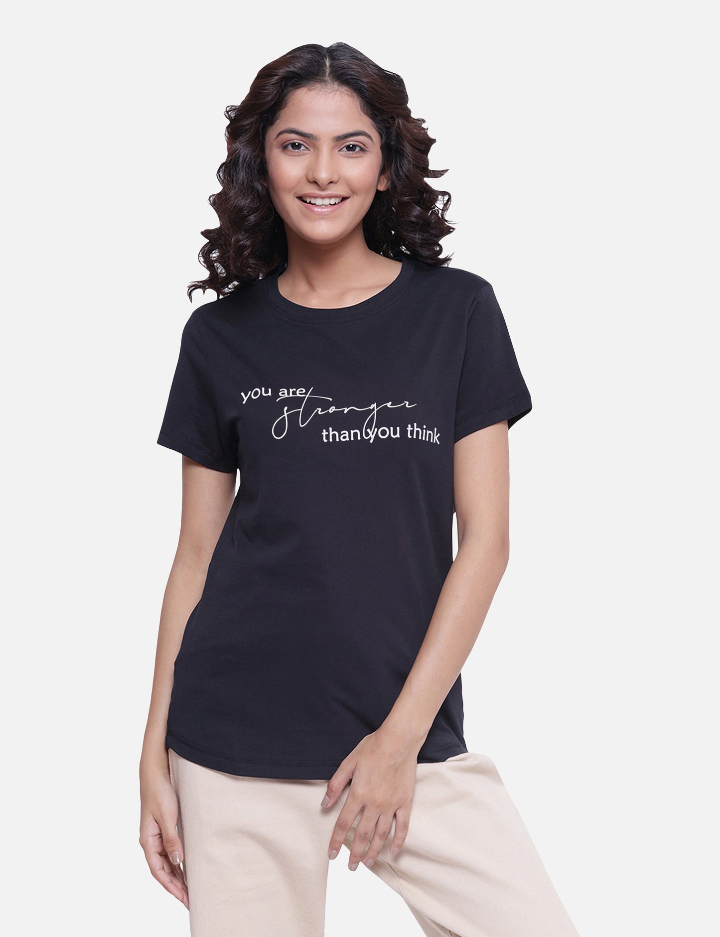 Buy T-shirts, Women's black T-shirt with a witty quote, perfect for a minimalist yet bold look, available online