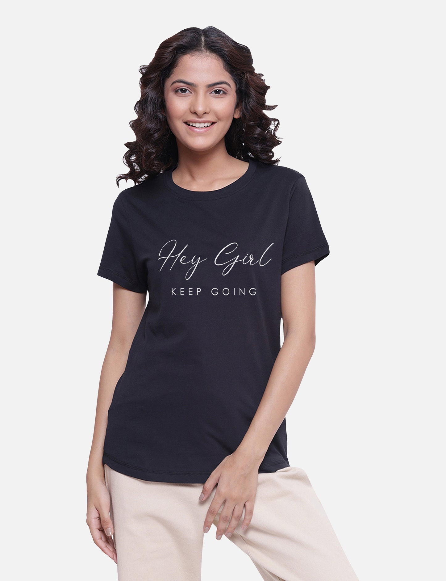 Sparkling Black Printed T-shirts for Women's Shopping Site HeyGirl