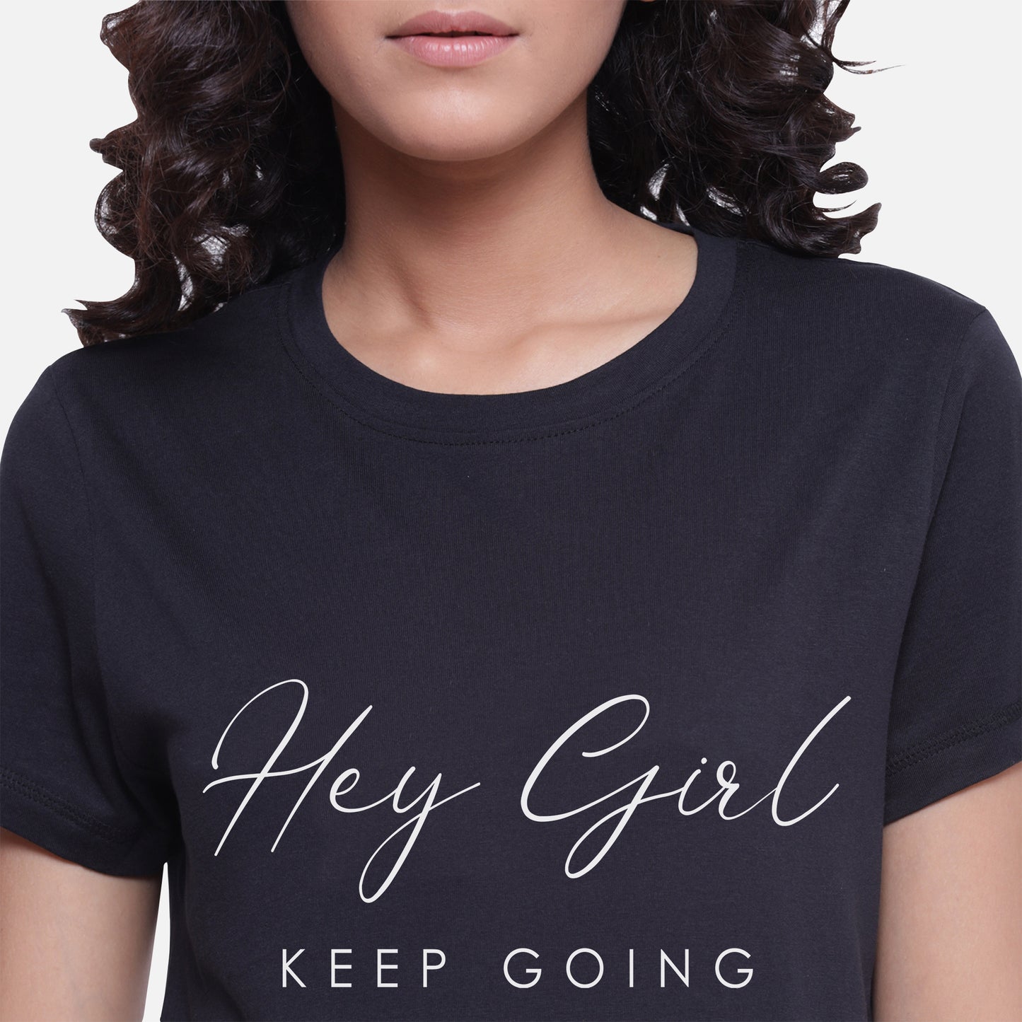 Sparkling Black Printed T-shirts for Women's Shopping Site HeyGirl