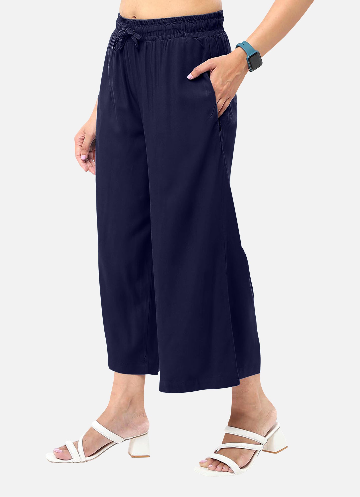 Womens classic navy coolatts pants in soft modal fabric, offering a timeless and sophisticated look, available online
