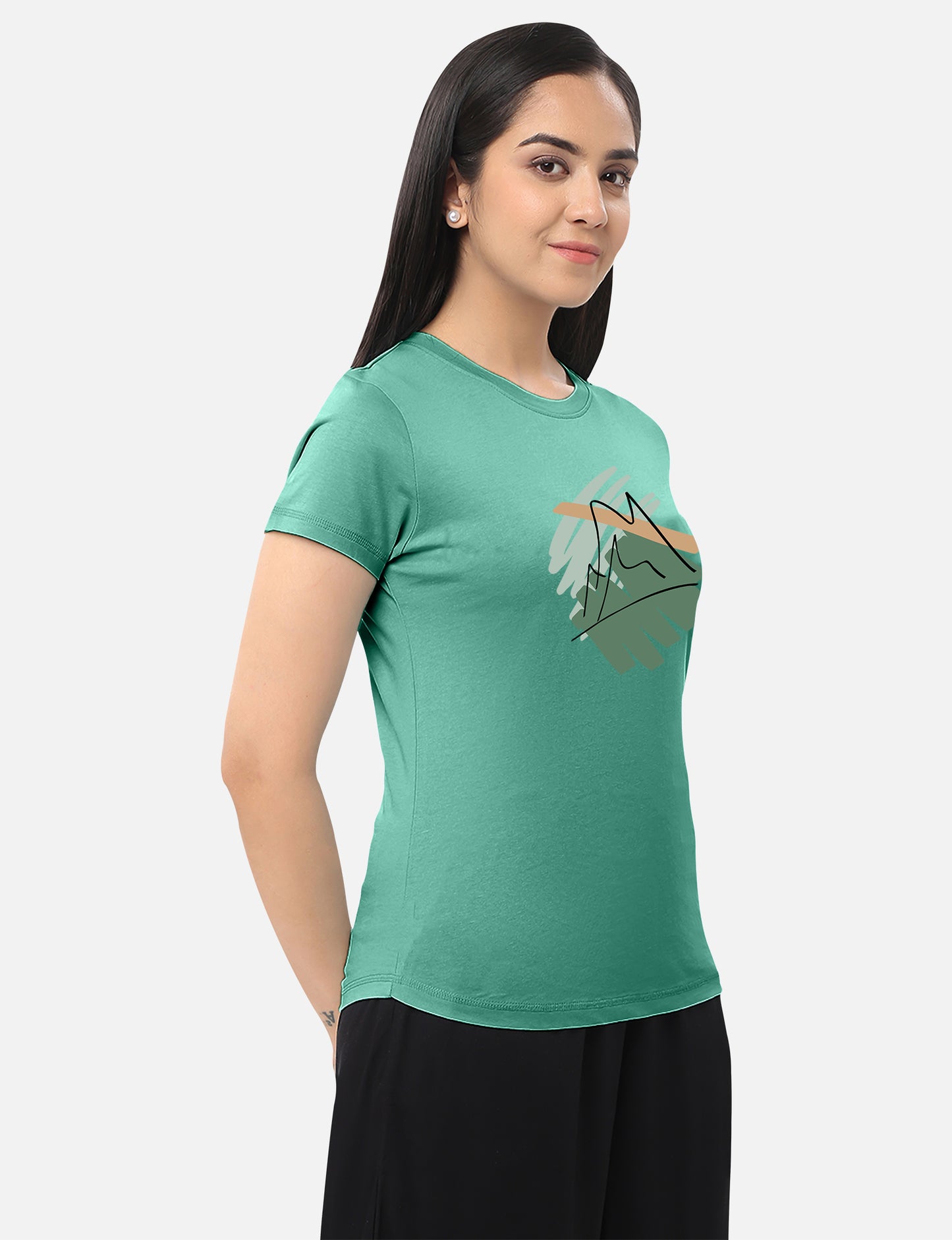 Womens green T-shirt featuring a motivational quote, perfect for adding a touch of inspiration to your wardrobe, available online