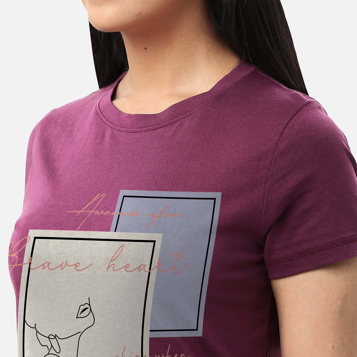 Womens purple T-shirt featuring a motivational quote, perfect for adding a touch of inspiration to your wardrobe, available online