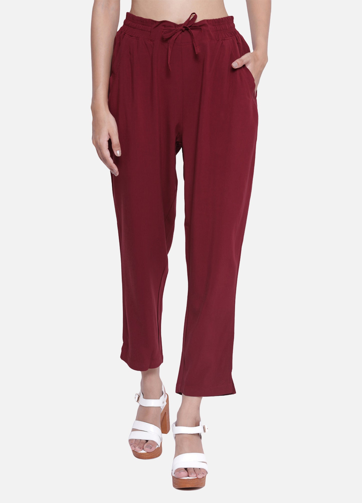 Buy Burgundy Cigarette Trousers and Pants for Women Shop Online