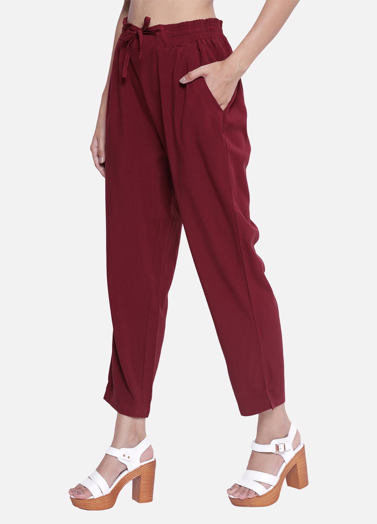 Buy Burgundy Cigarette Trousers and Pants for Women Shop Online
