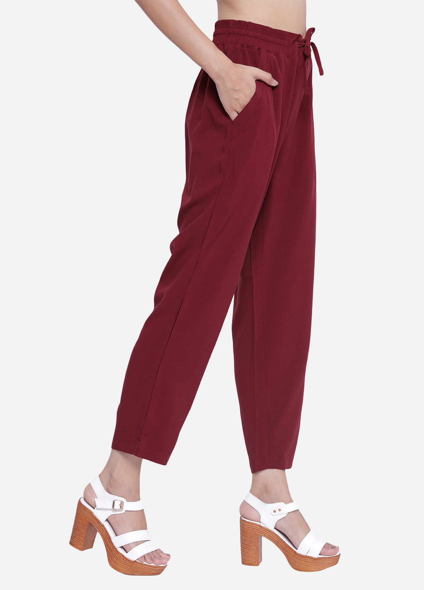 Buy Burgundy Cigarette Trousers and Pants for Women Shop Online