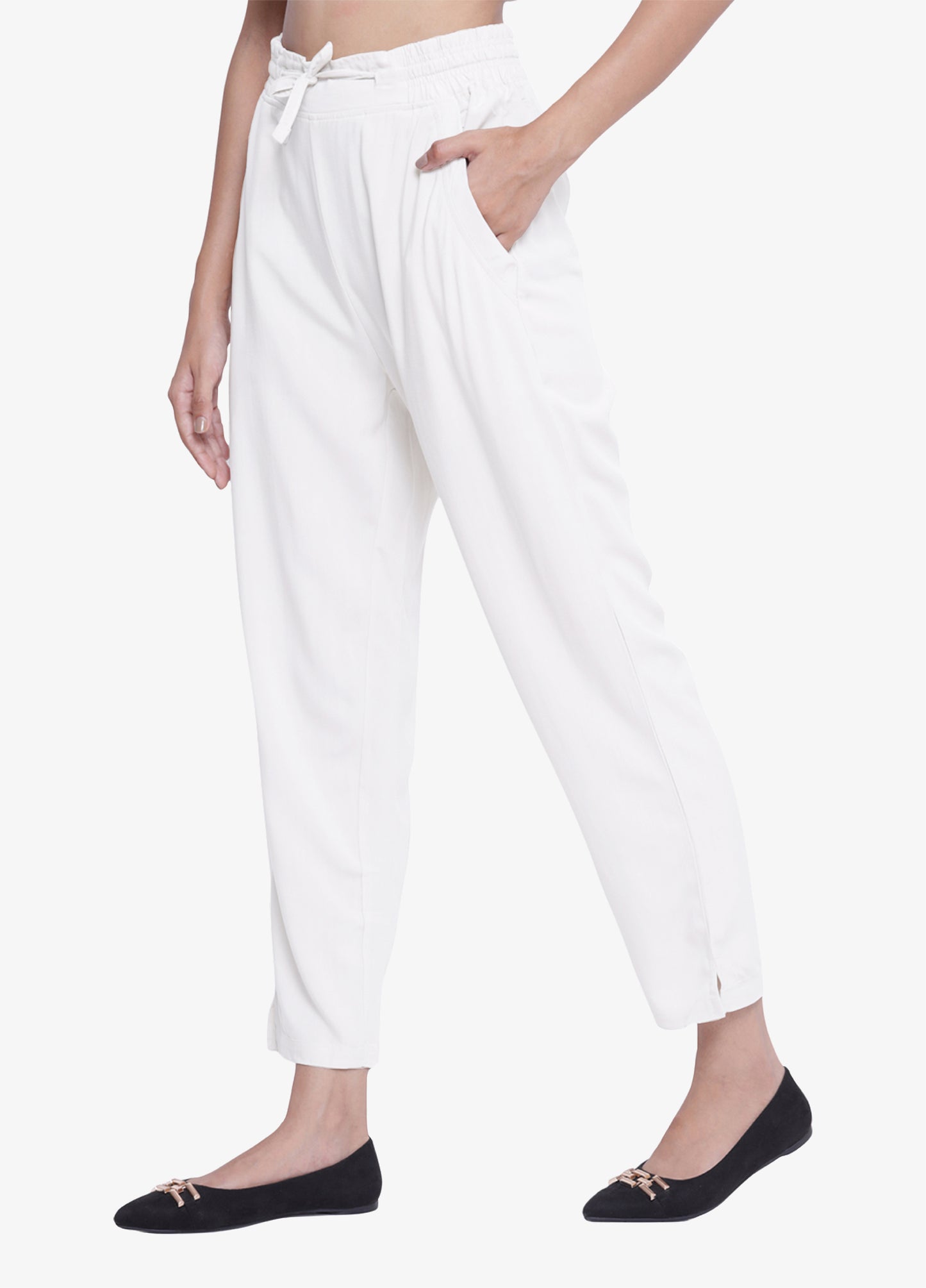 Buy White Cigarette Trousers for Women Online