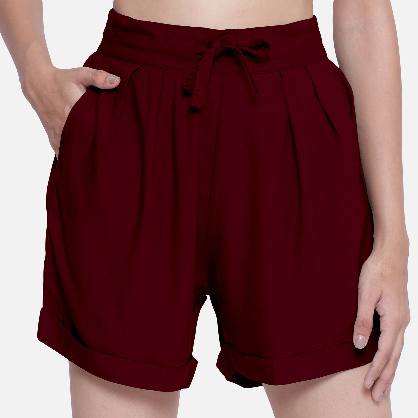 Buy womens soft modal burgundy shorts online, featuring a fashionable design and ultra-soft fabric for any casual look