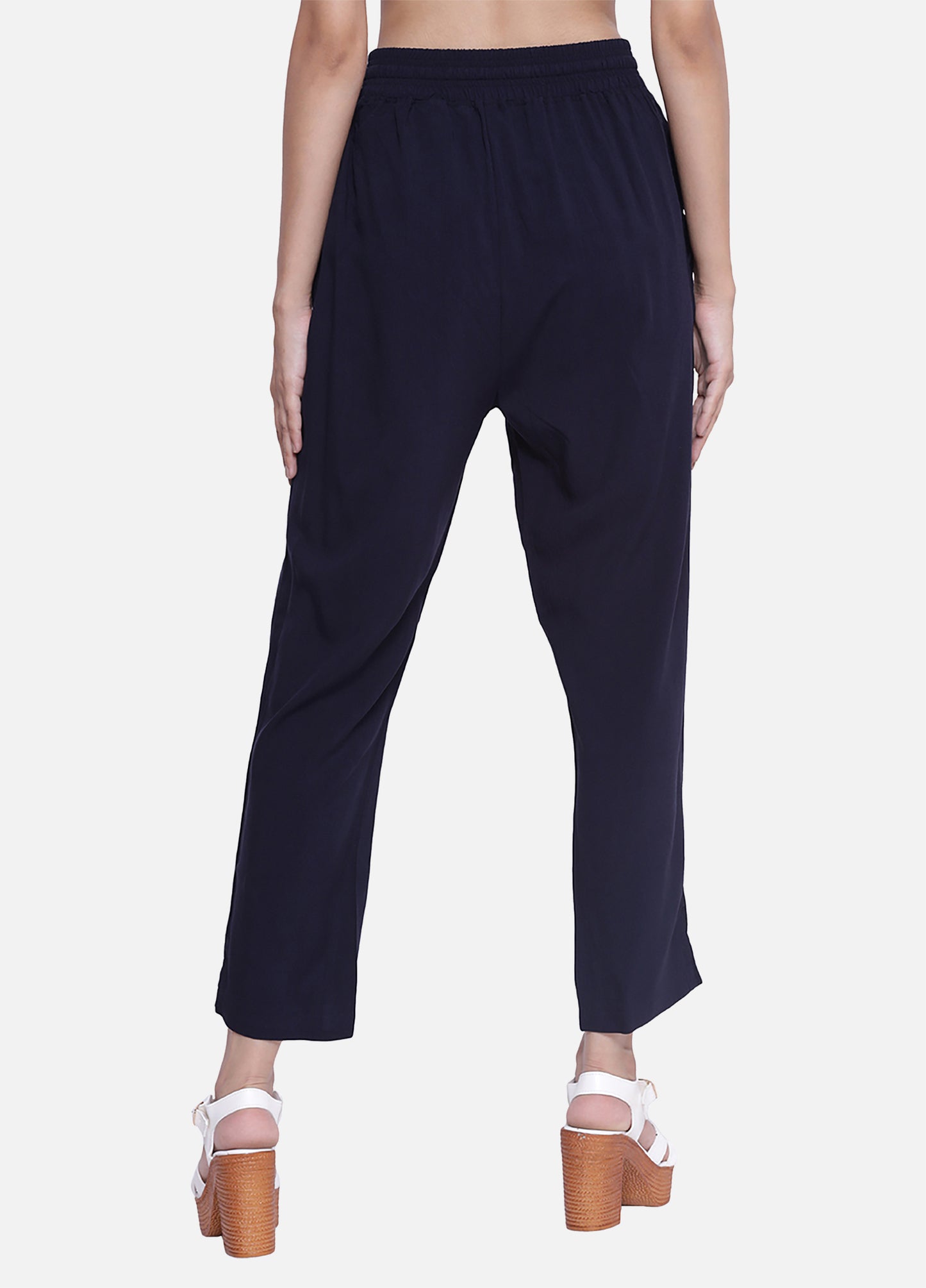 Cigarette Trousers for Women's - Navy Blue