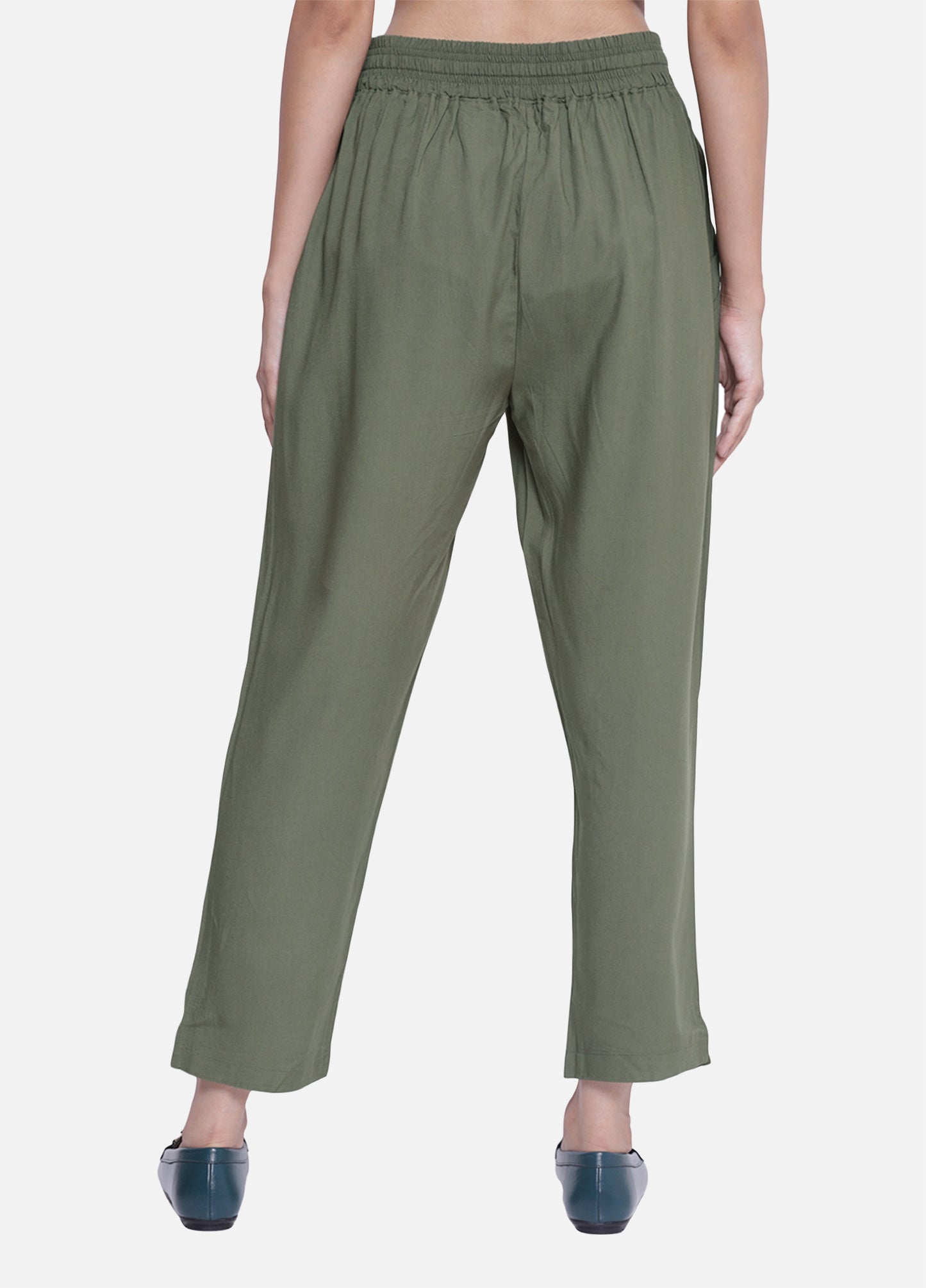 Cigarette Trousers for Women's - Olive Pants