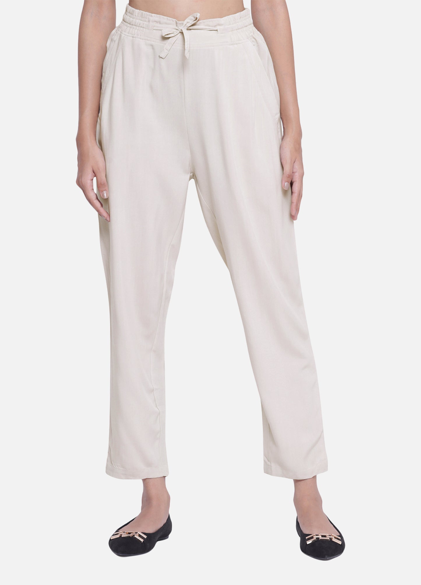 Unique Beige Straight Pants for Women's