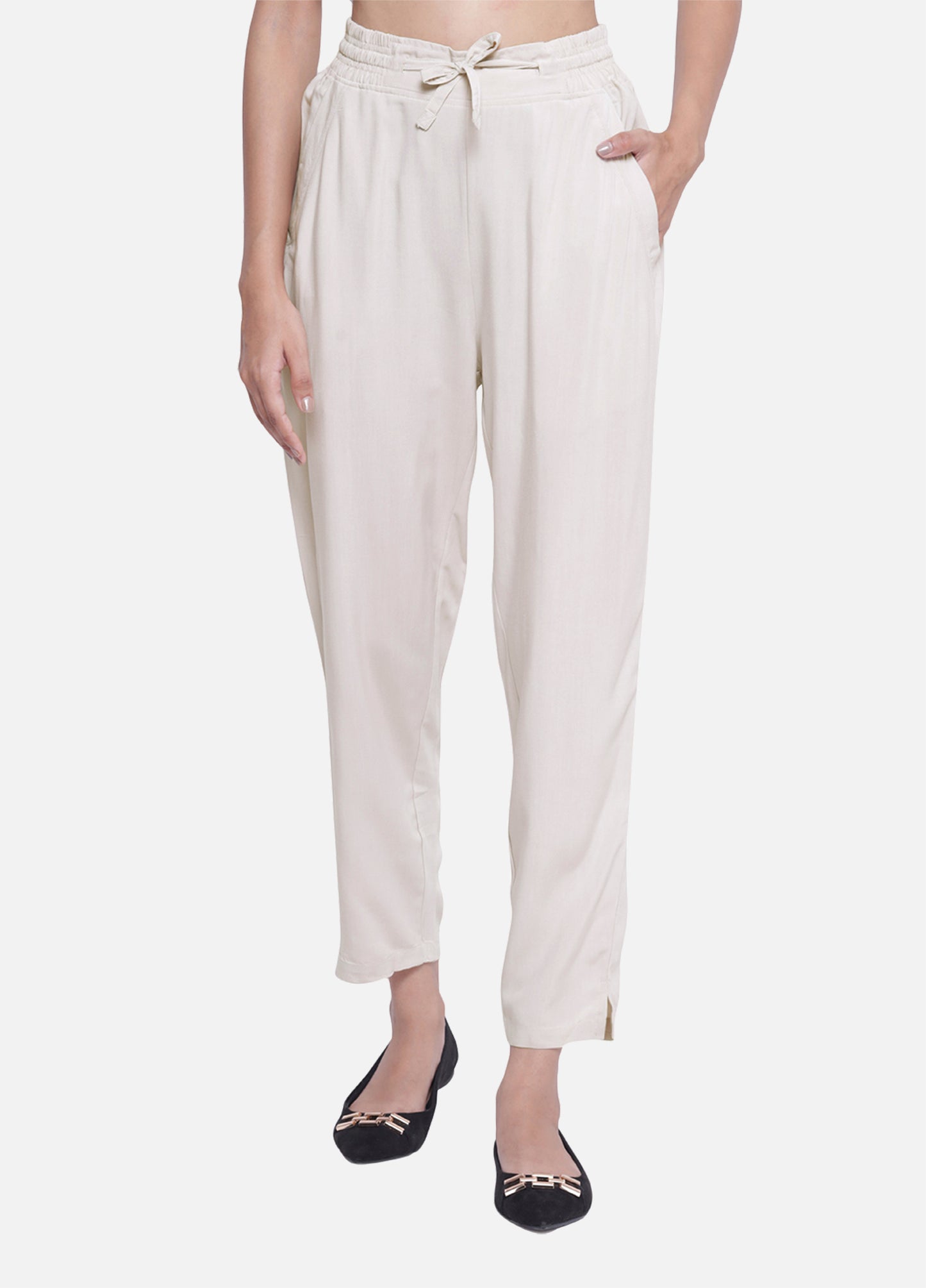 Unique Beige Straight Pants for Women's