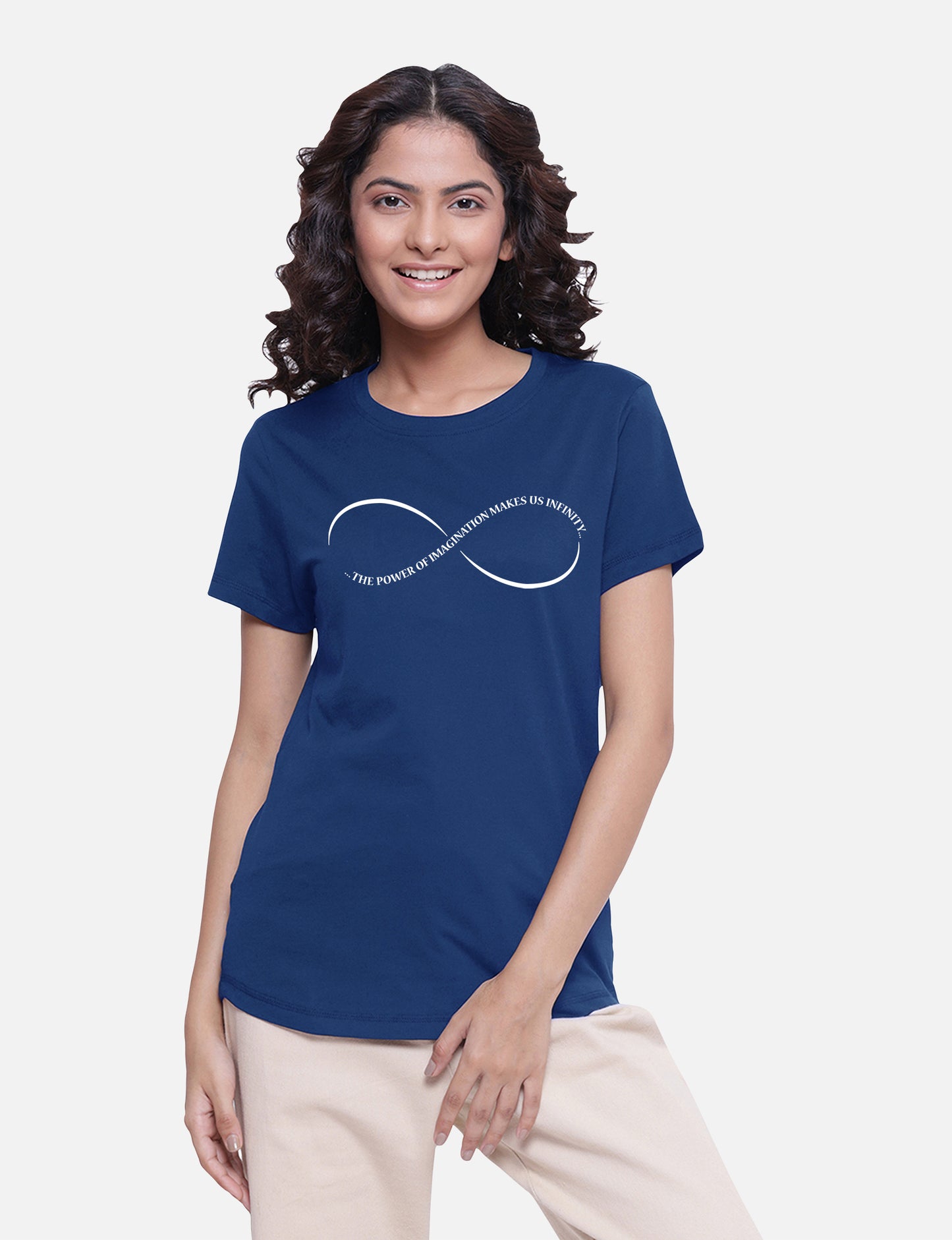 Blue Color Cotton Printed T-shirts for Women's Shop Online