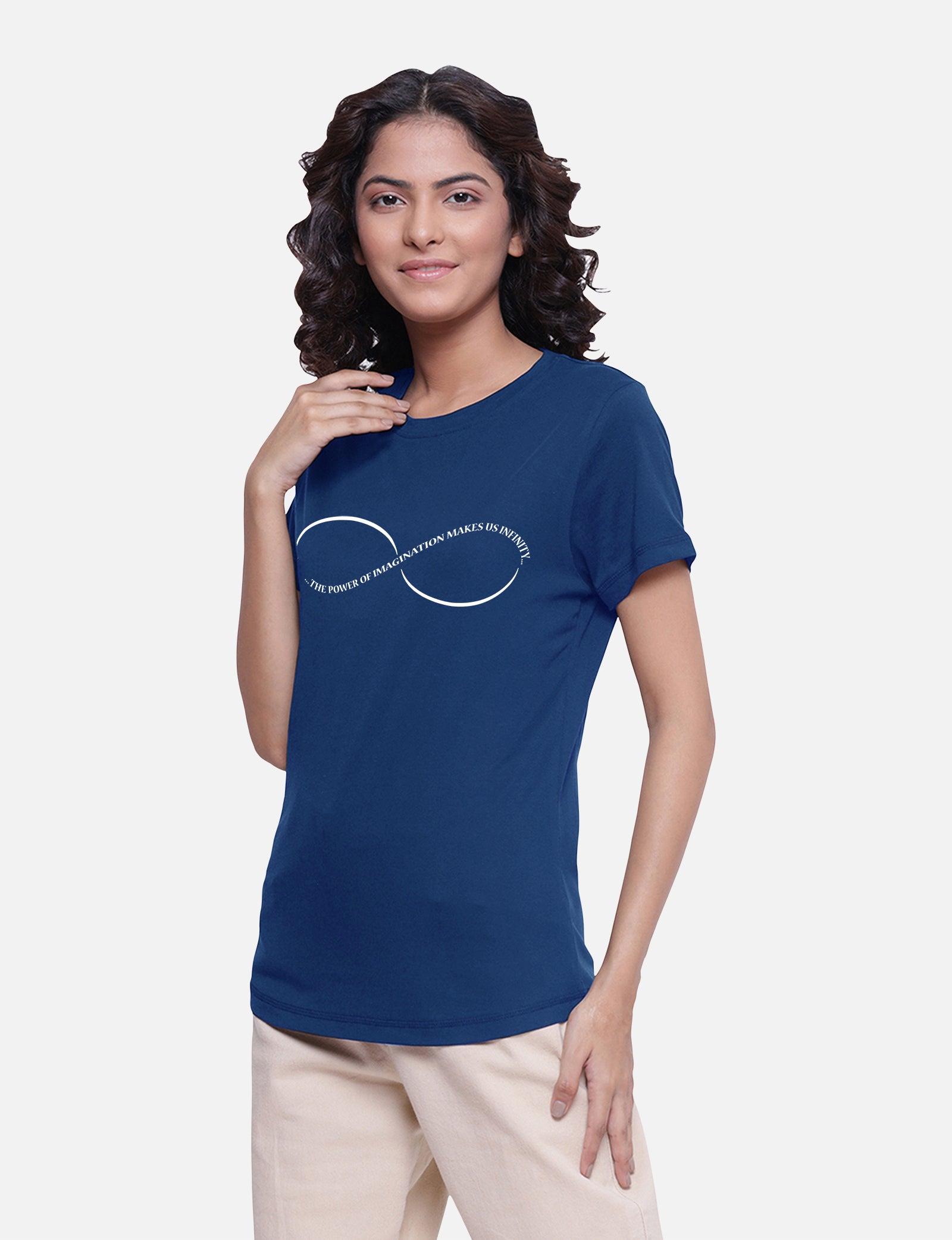 Blue Color Cotton Printed T-shirts for Women's Shop Online