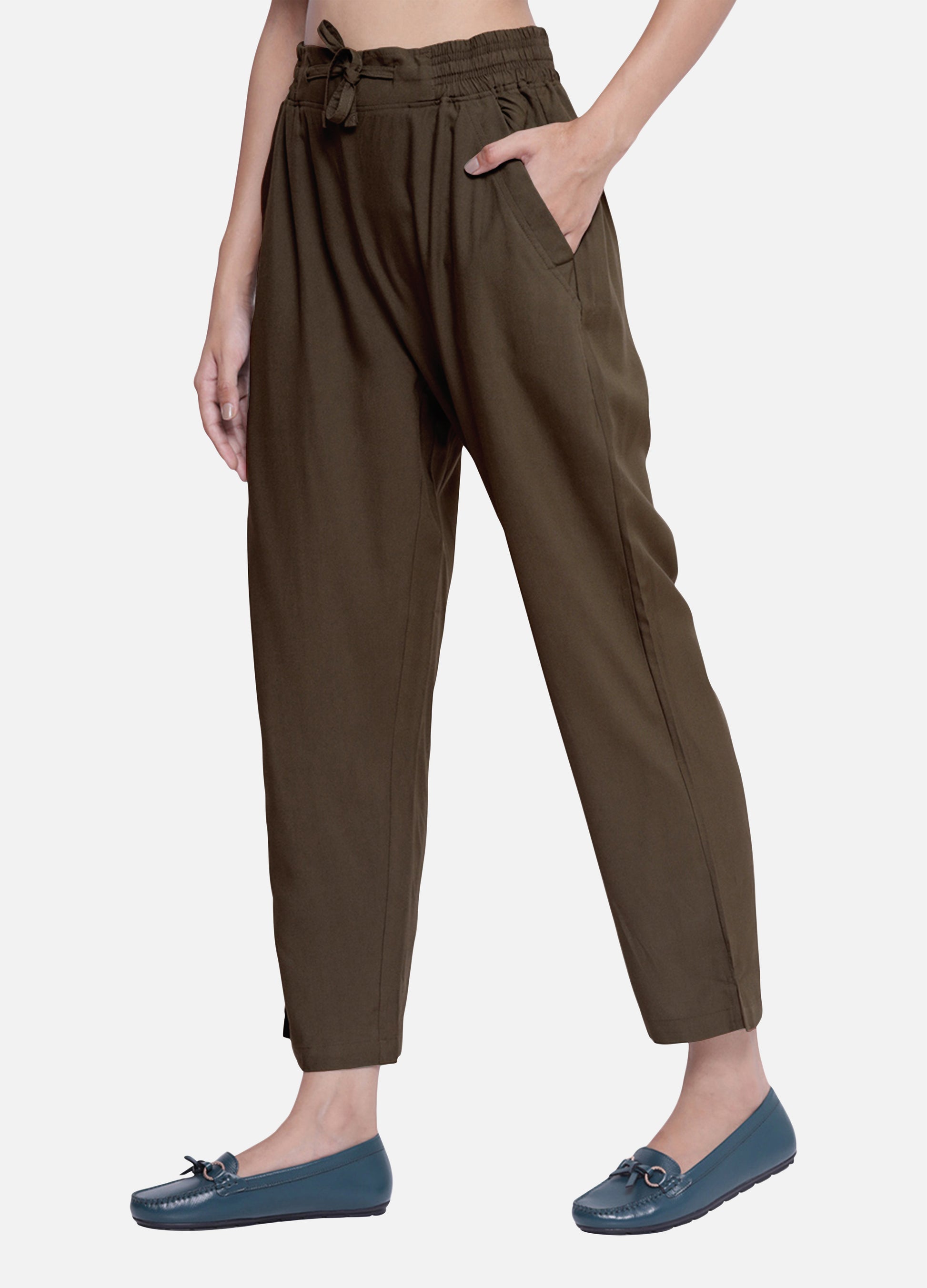 Buy Coffee Brown Trousers and Pants for Women Online