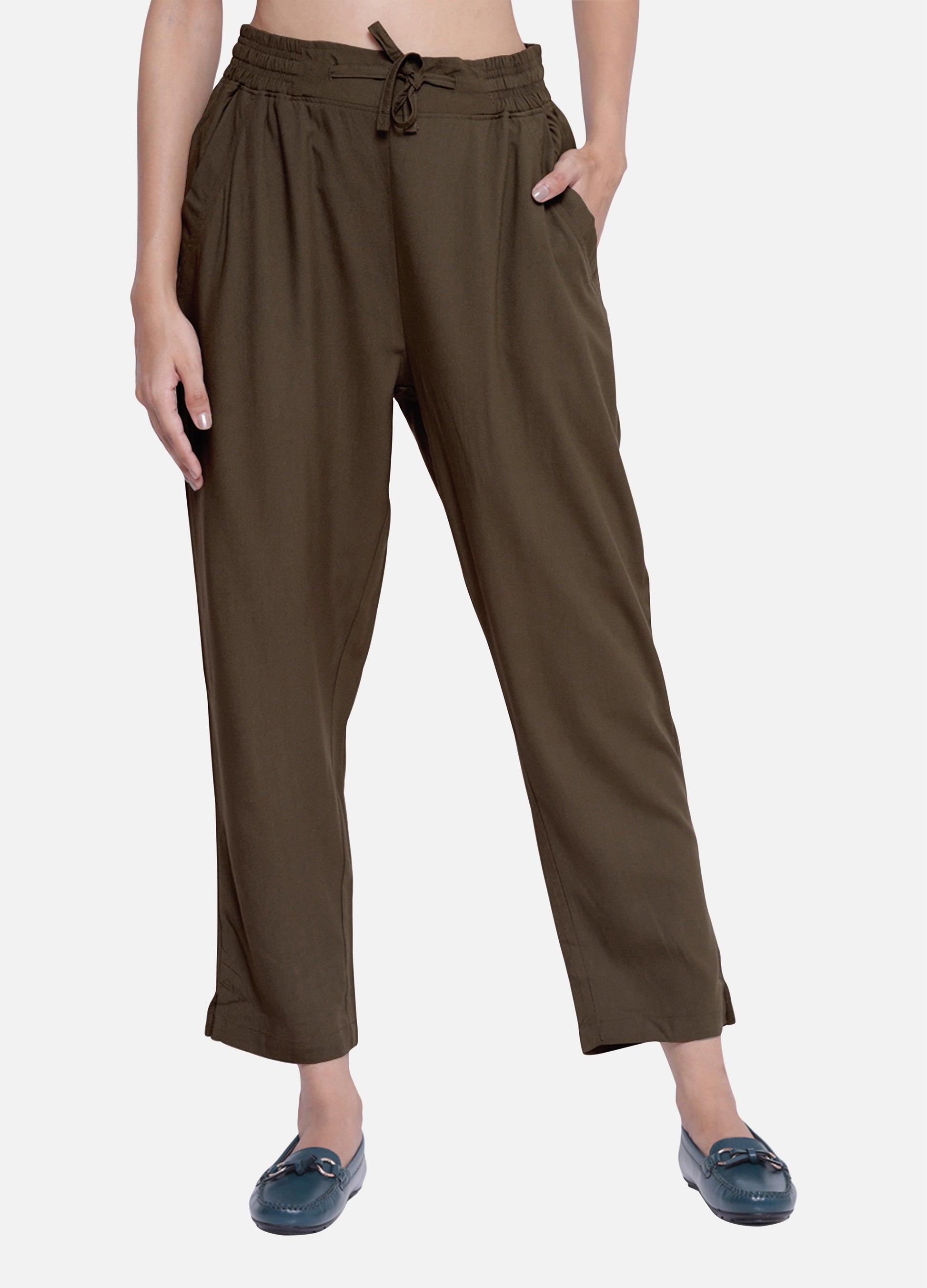 Buy Coffee Brown Trousers and Pants for Women Online