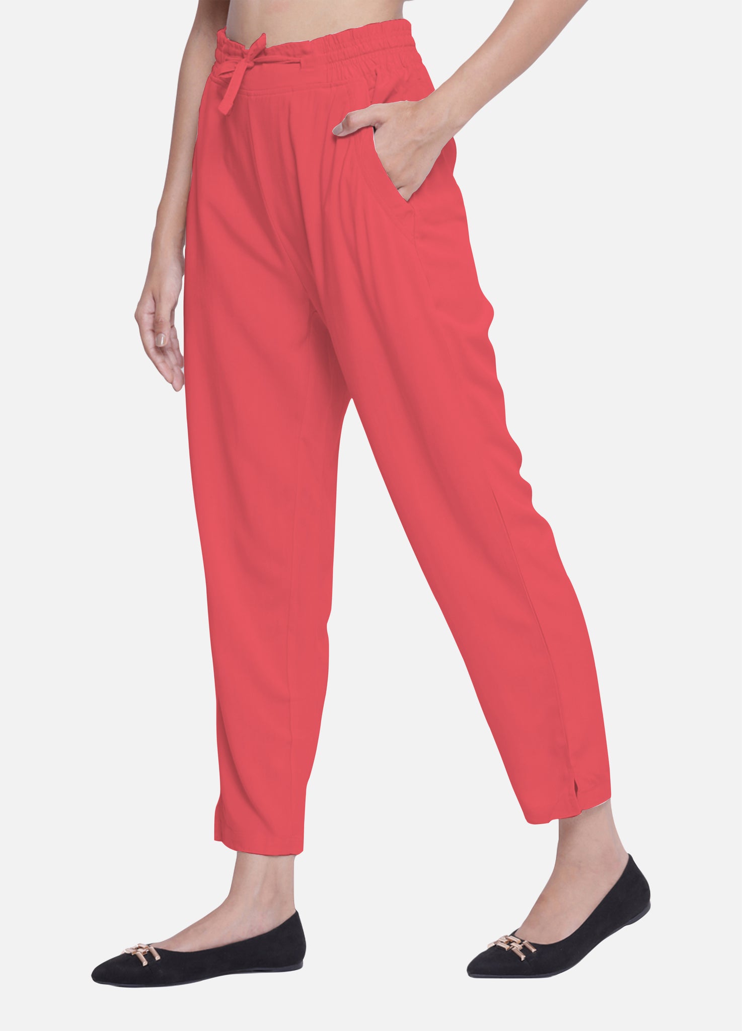 Blue Low Rise Cigarette Pants Online Shopping | OXXOSHOP