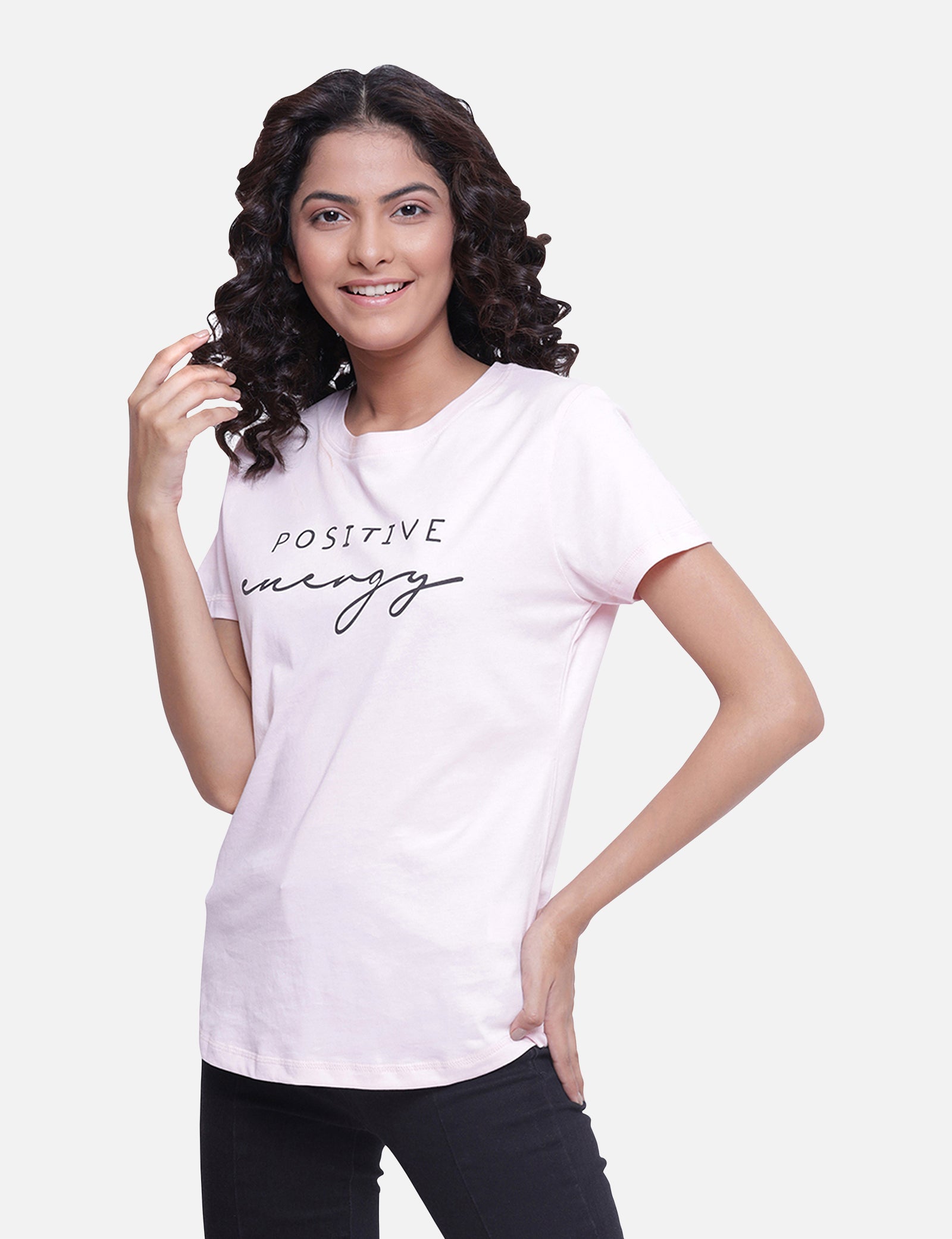 Light Baby Pink Printed T-shirts for Women's Shop Online