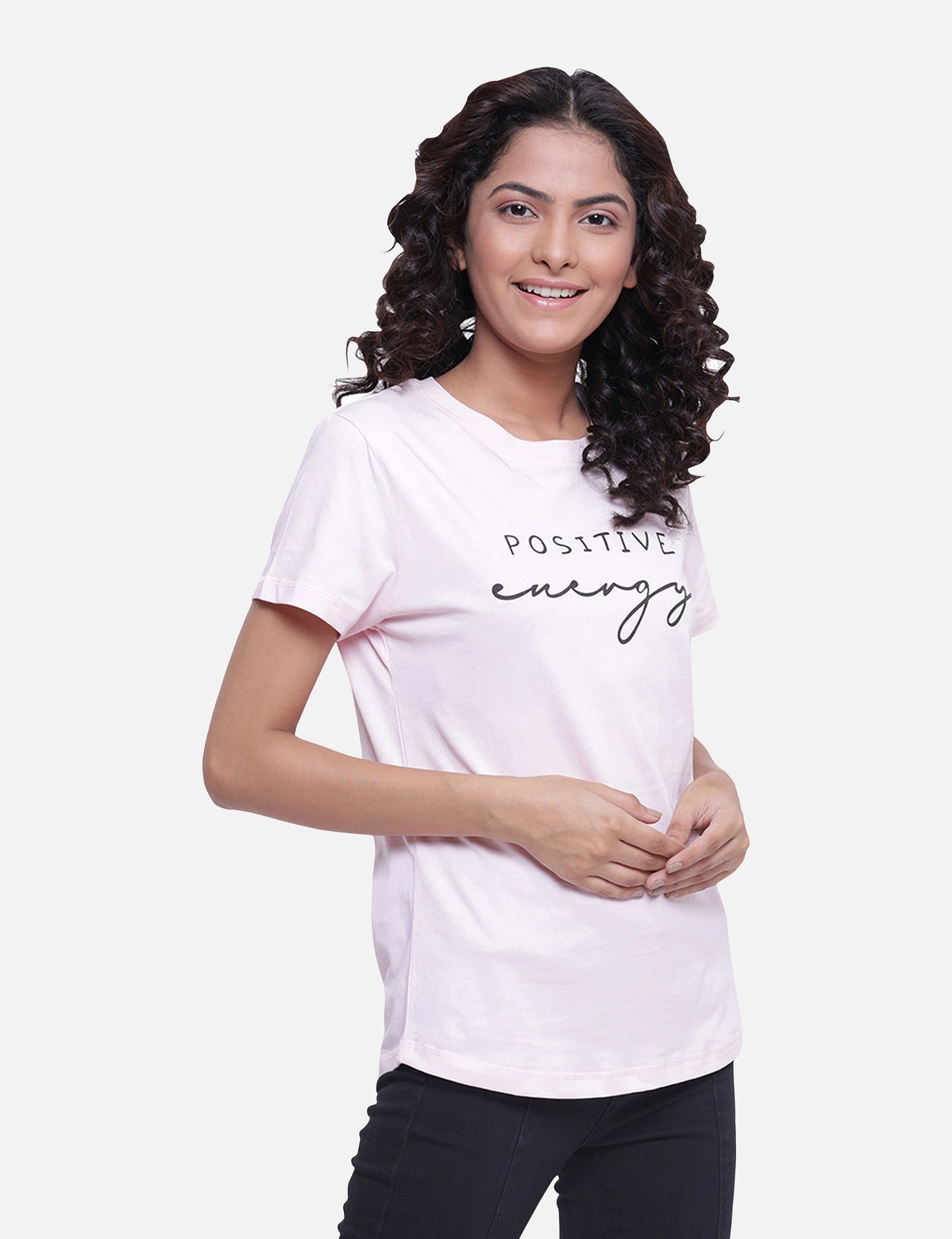 Light Baby Pink Printed T-shirts for Women's Shop Online