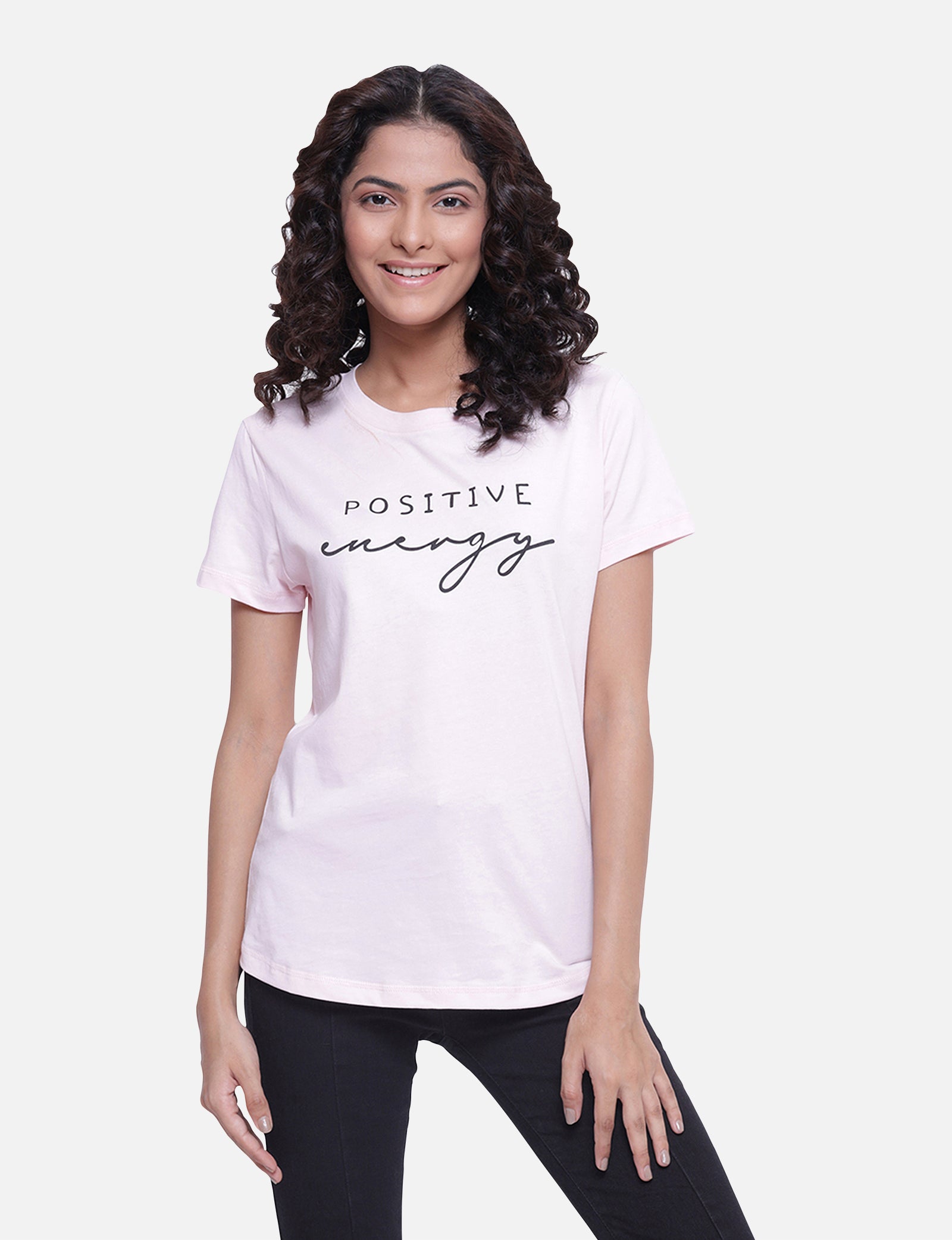 Light Baby Pink Printed T-shirts for Women's Shop Online