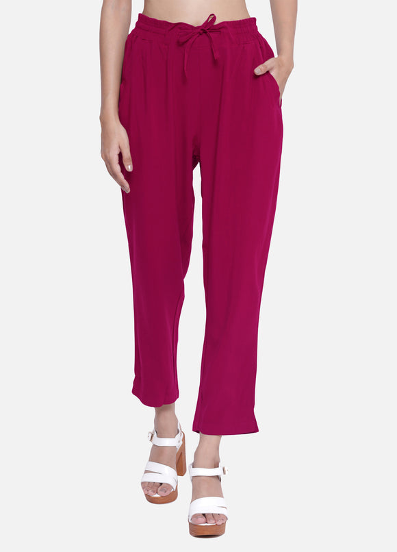 Anouk Women Fuchsia Pink Cigarette Trousers Price in India, Full  Specifications & Offers | DTashion.com