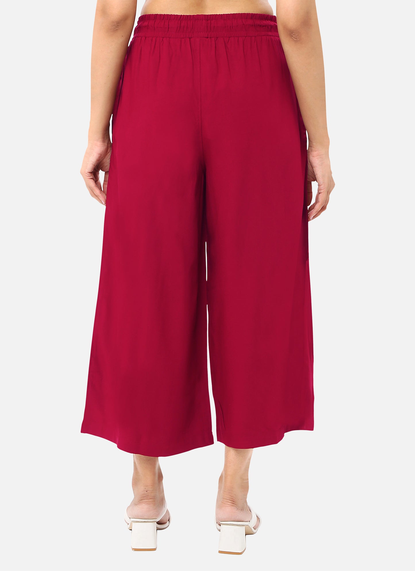 Stylish women's culottes in cerise modal fabric, perfect for a blend of comfort and elegance, available online
