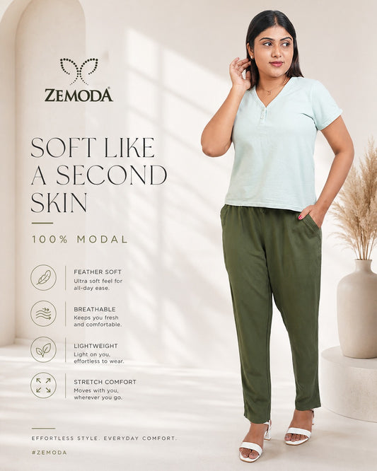 Olive Green Cigarette Pants for Women