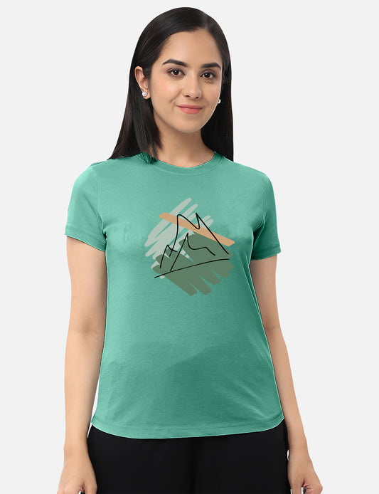 Womens green T-shirt featuring a motivational quote, perfect for adding a touch of inspiration to your wardrobe, available online