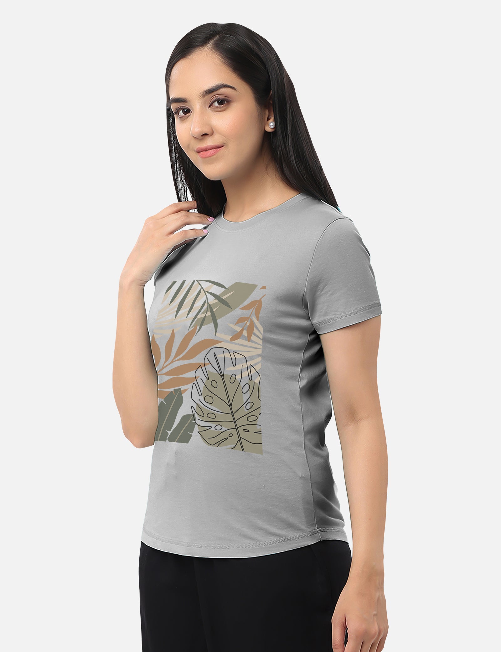 Womens grey T-shirt, perfect for adding a touch of simplicity and elegance to your wardrobe, available online