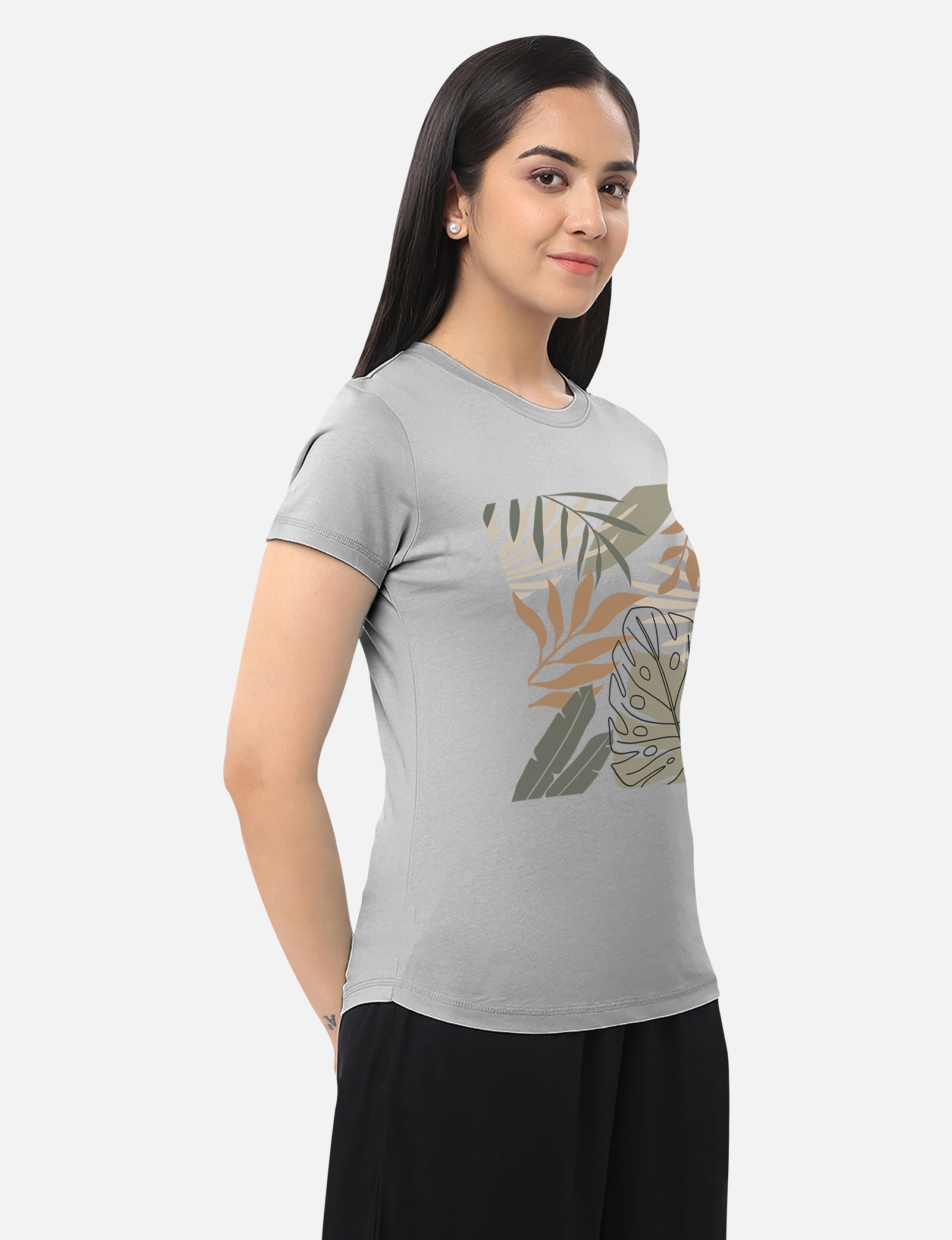 Womens grey T-shirt, perfect for adding a touch of simplicity and elegance to your wardrobe, available online