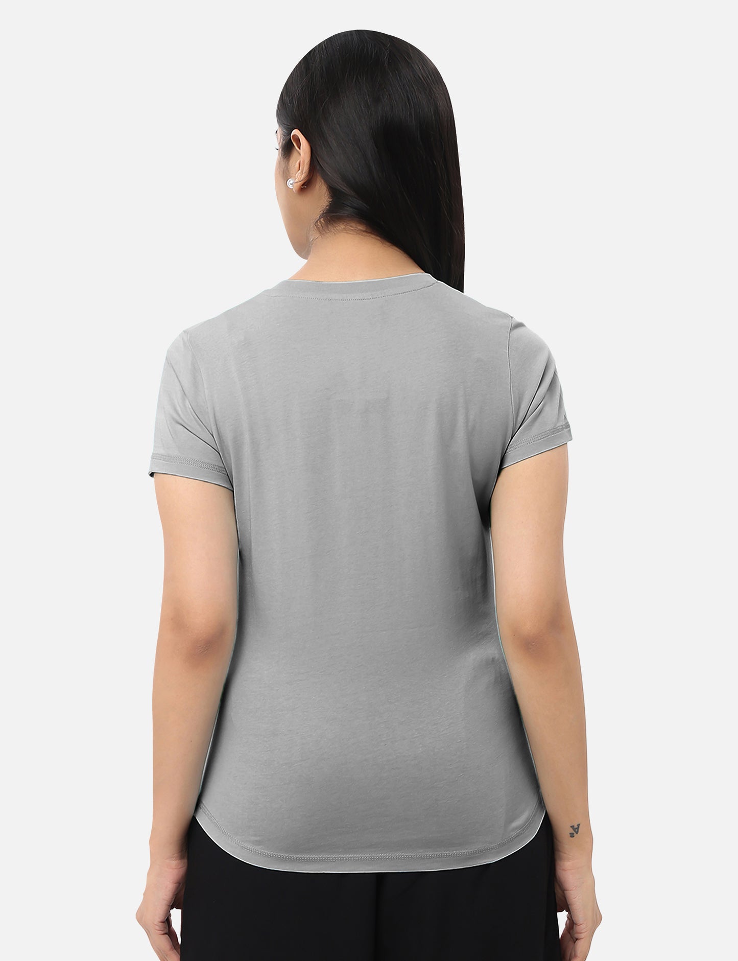 Womens grey T-shirt, perfect for adding a touch of simplicity and elegance to your wardrobe, available online
