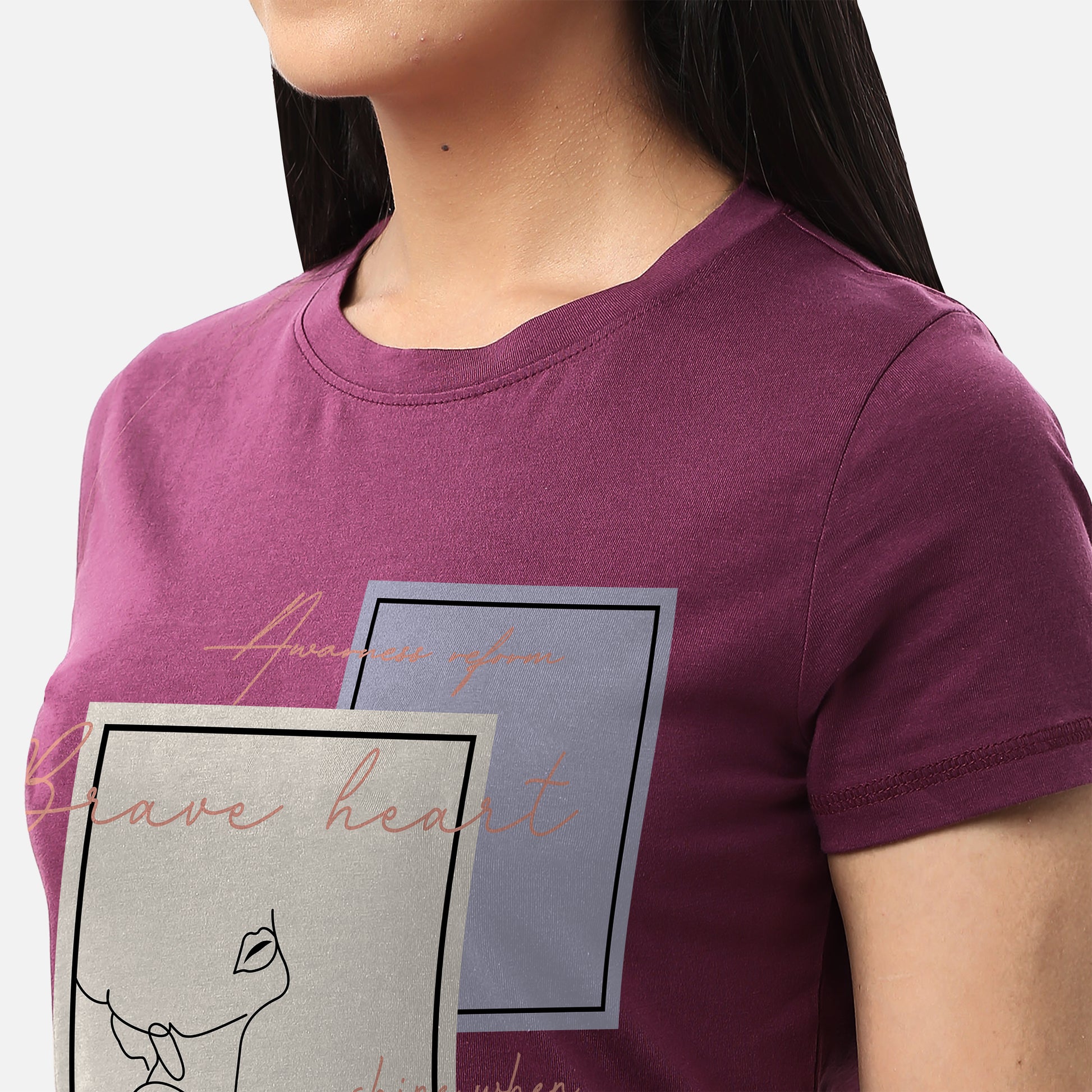 Womens purple T-shirt featuring a motivational quote, perfect for adding a touch of inspiration to your wardrobe, available online