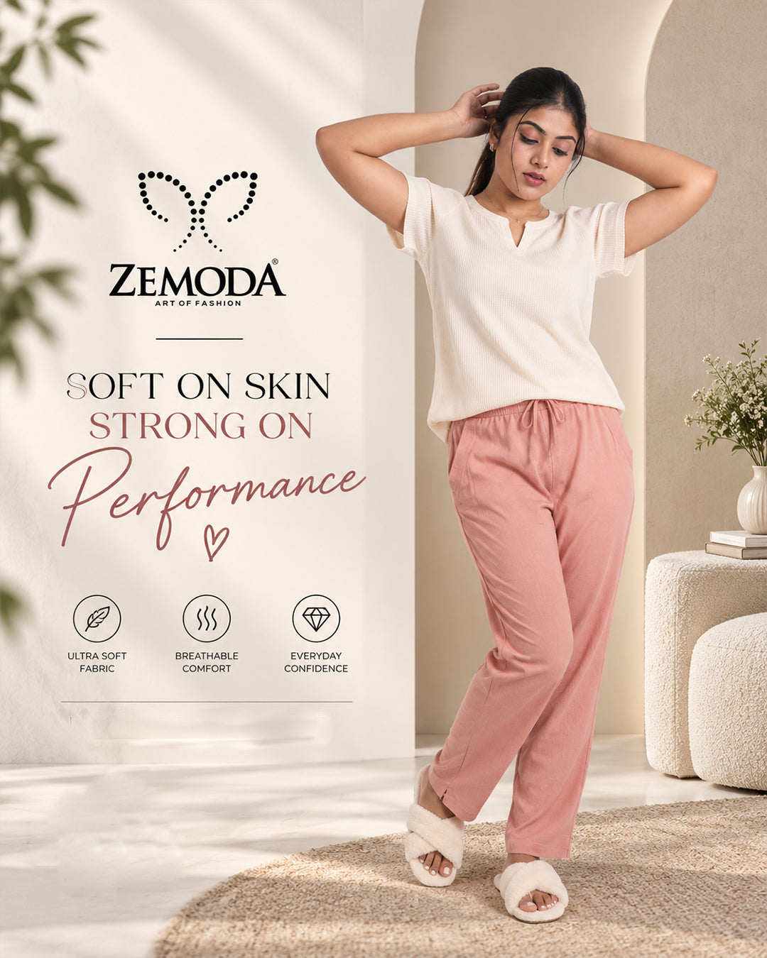 Dusty Pink Cigarette Pants for Women