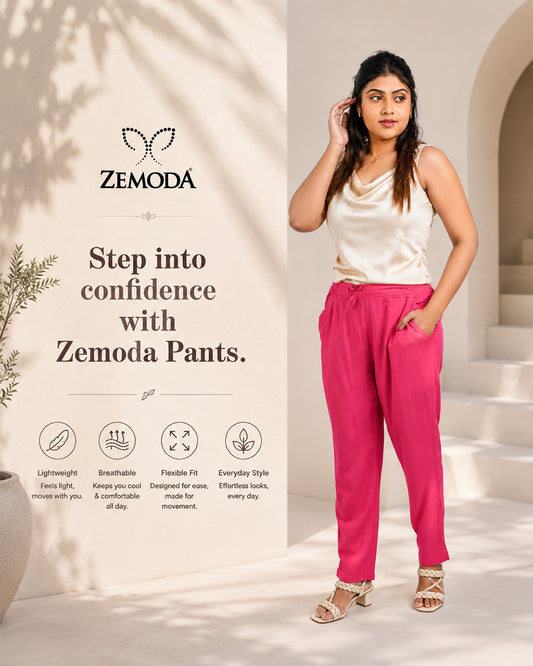 Rani Pink Cigarette Pants for Women