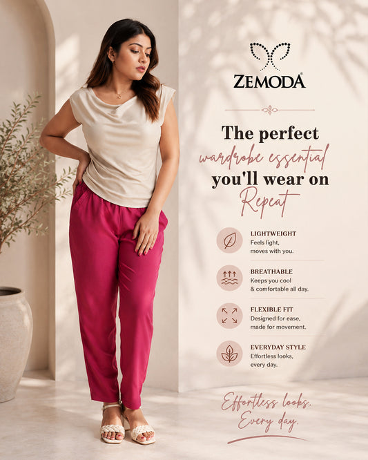 Cerise Pink Cigarette Pants for Women