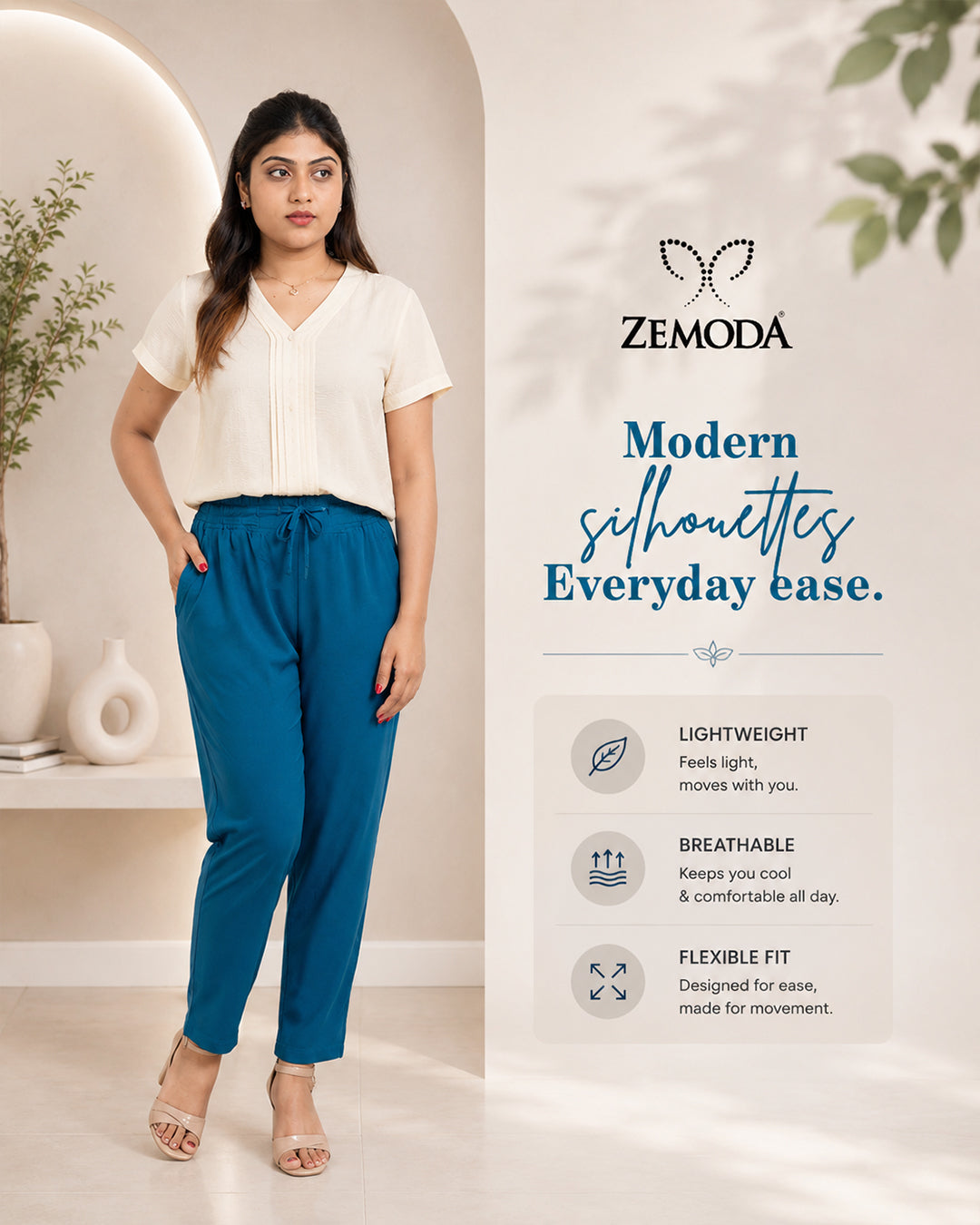 Light Blue Cigarette Pants for Women