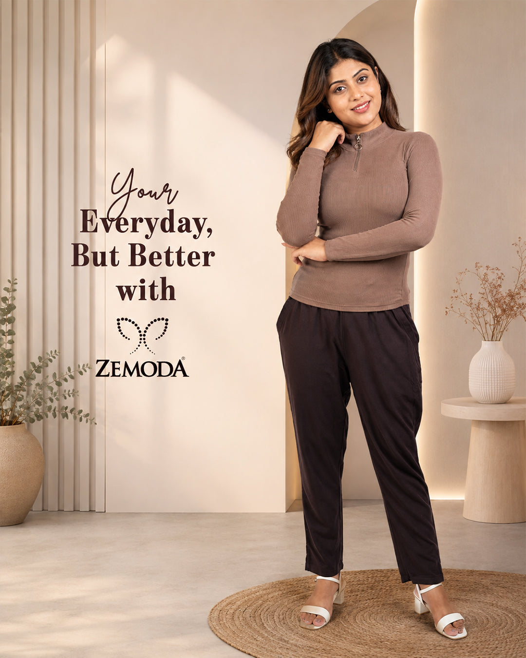 Rum Raisin Cigarette Pants for Women