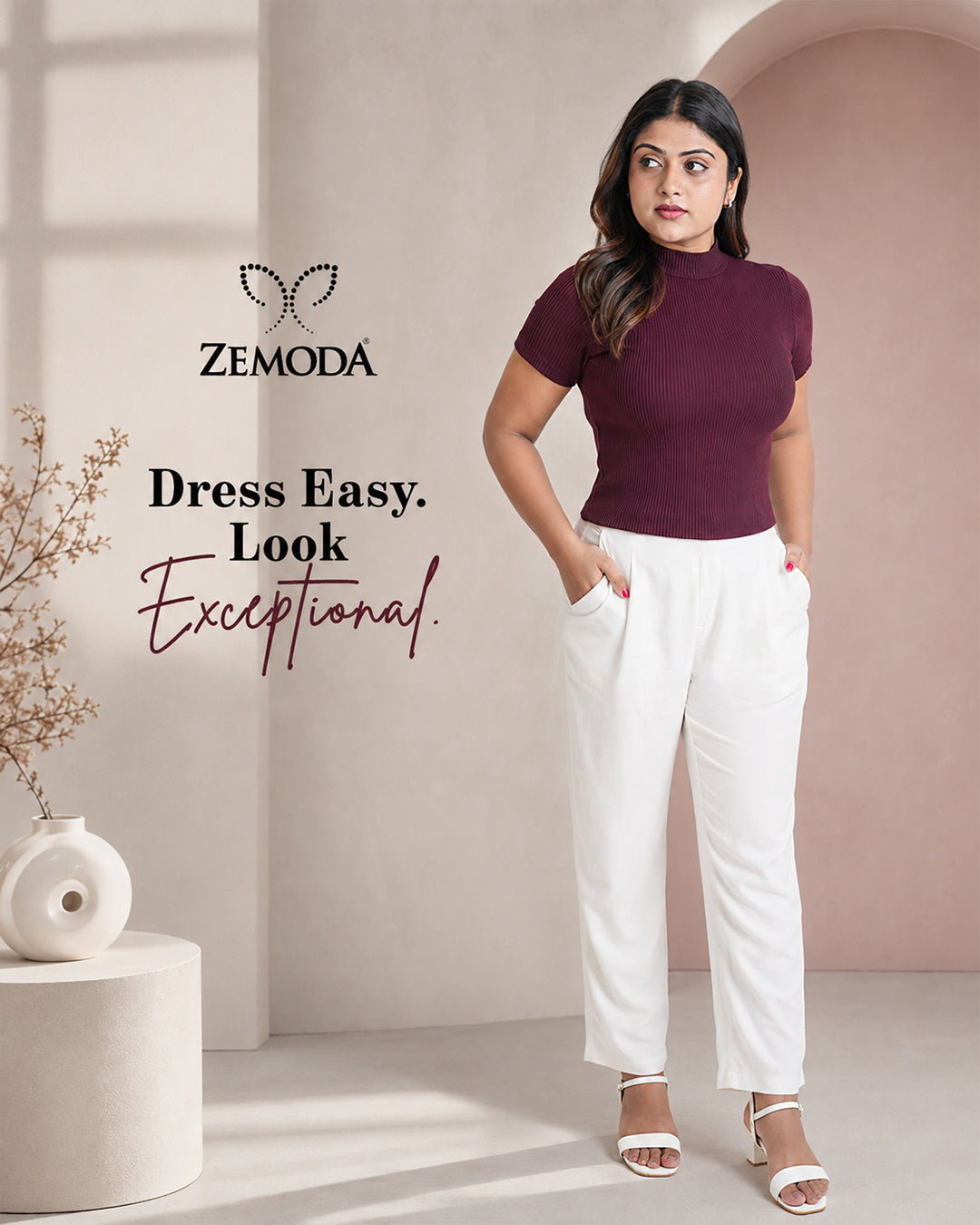 White Cigarette Pants for Women