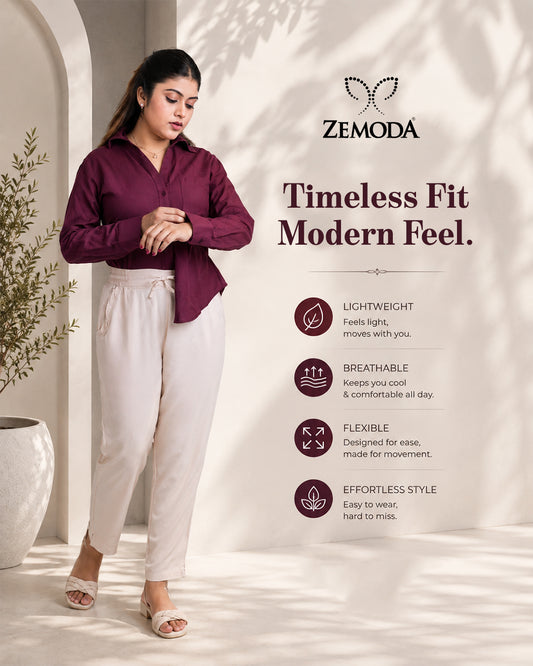Beige Cigarette Pants for Women