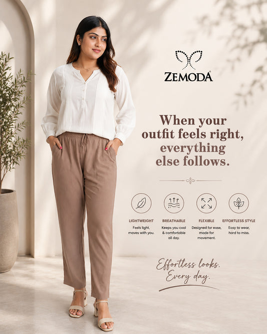 Coffee Brown Cigarette Pants for Women