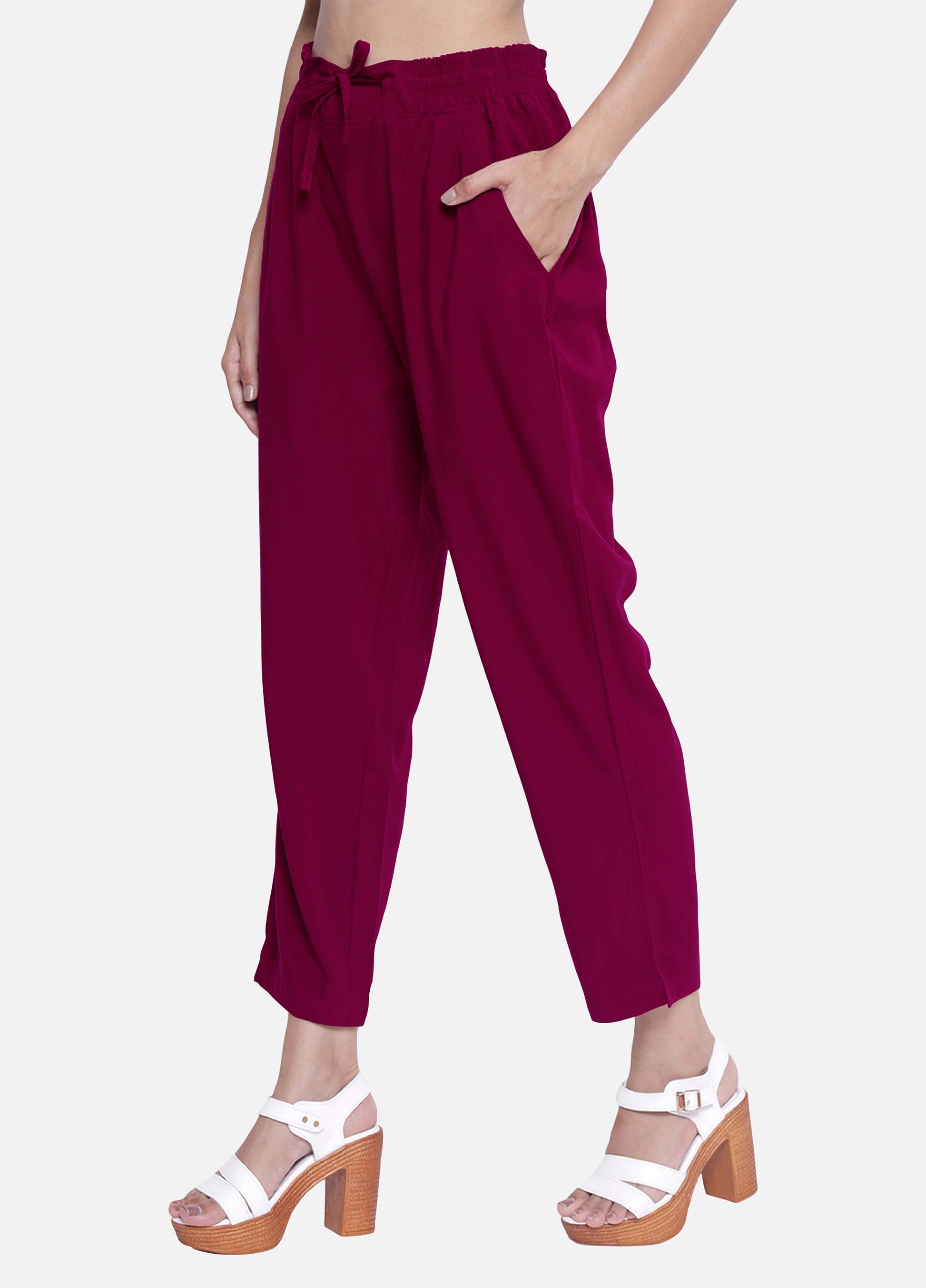 Buy Cerise Pink Cigarette Trousers and Pants for Women Shop Online 