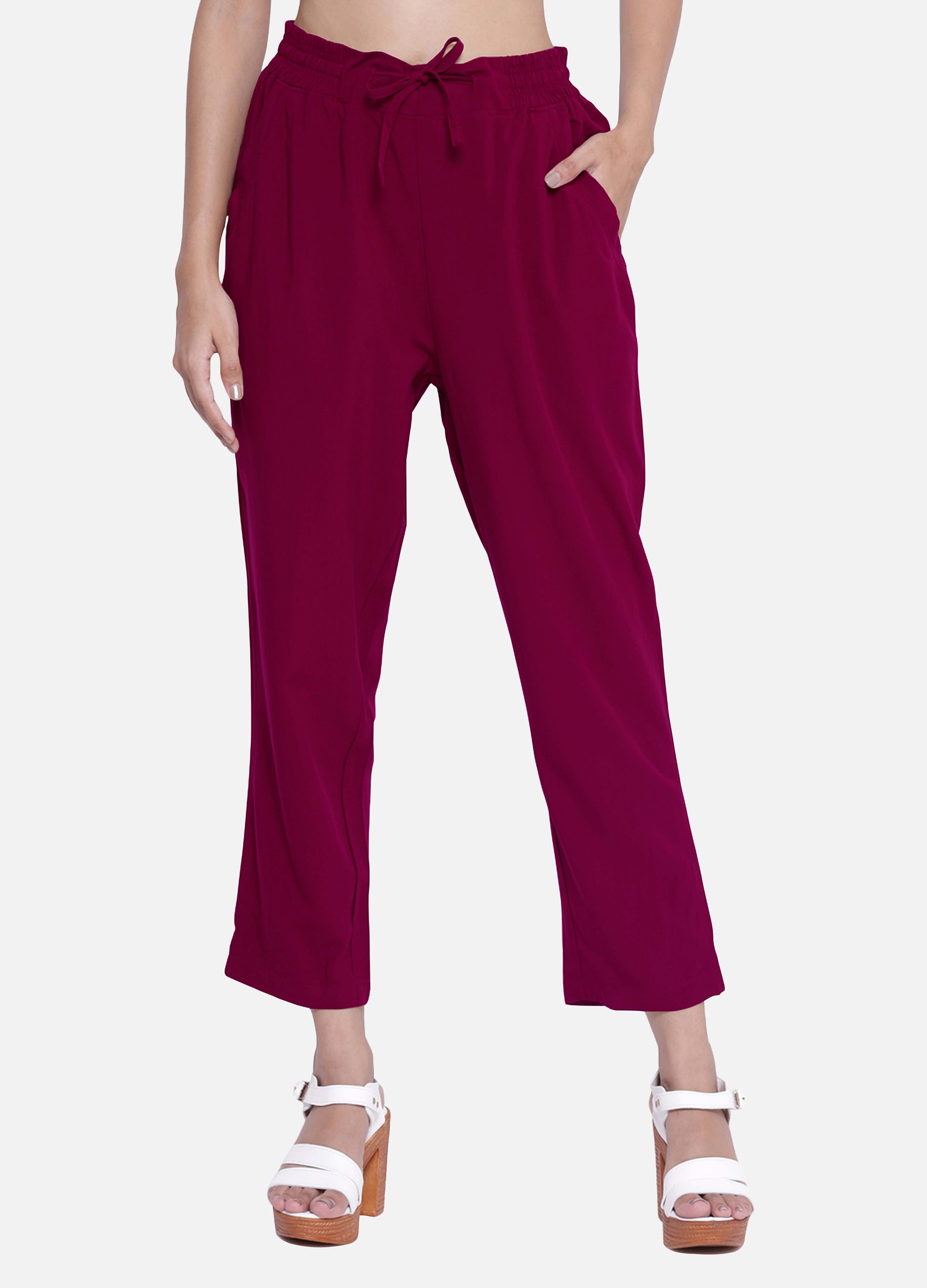 Buy Cerise Pink Cigarette Trousers and Pants for Women Shop Online 