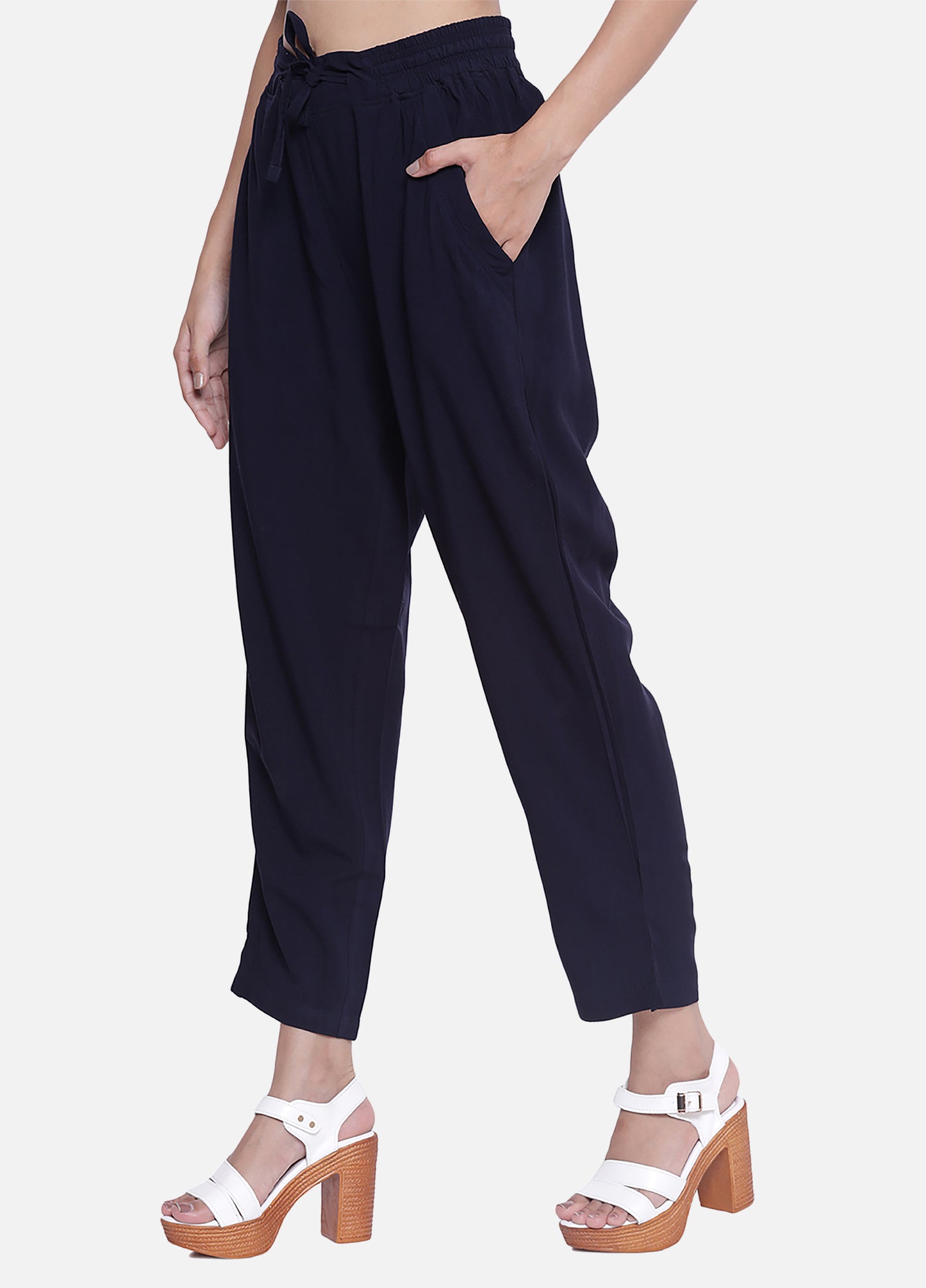 Cigarette Trousers for Women's - Navy Blue