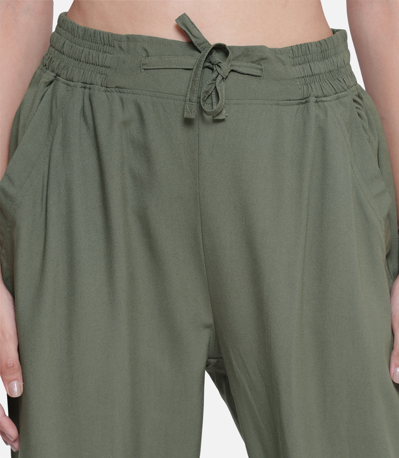 Cigarette Trousers for Women's - Olive Pants