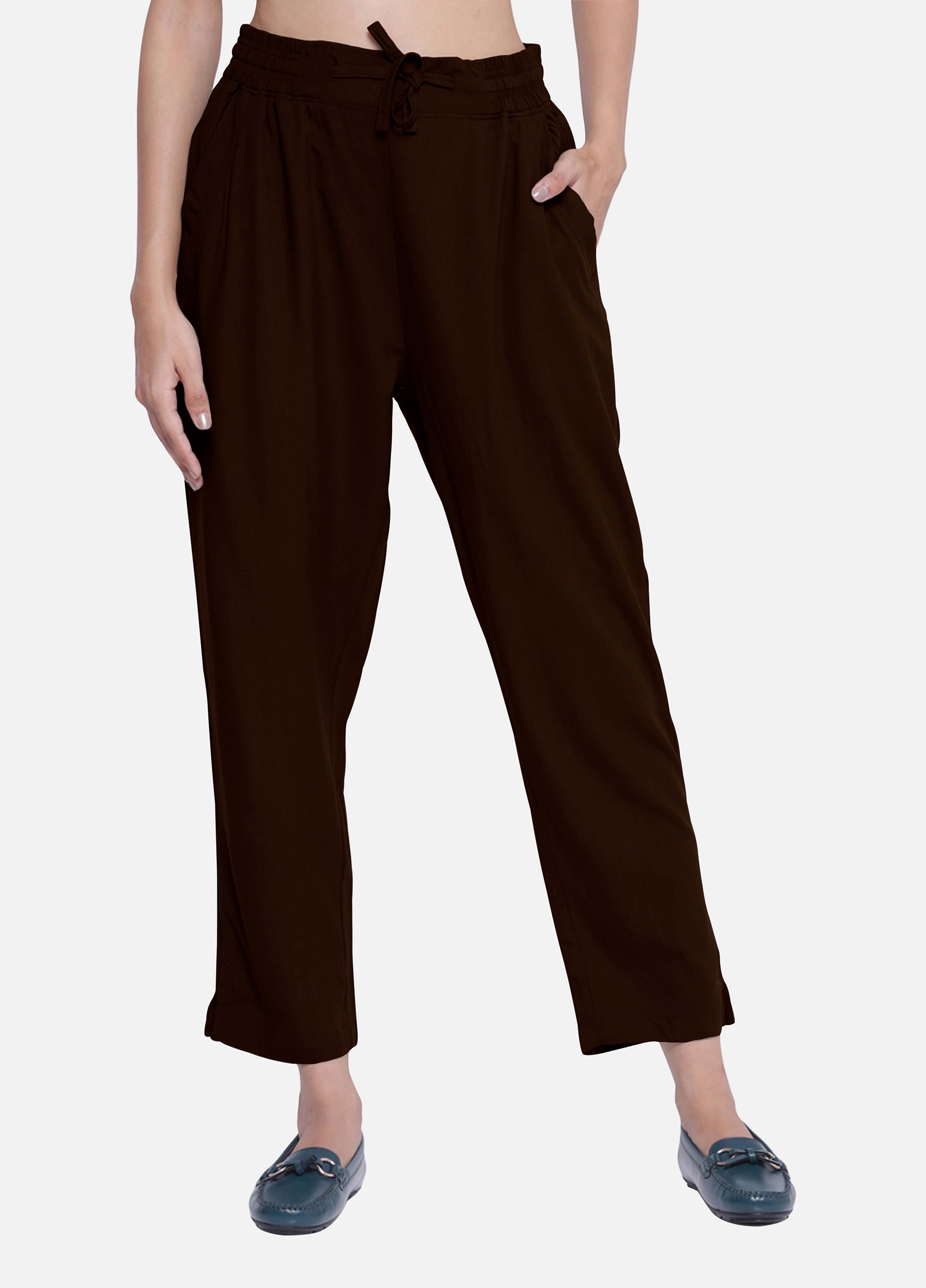 Cigarette Trousers for Women's - Rum Raisin