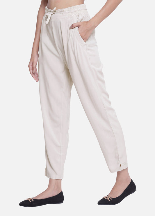 Unique Beige Straight Pants for Women's